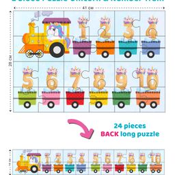 Eduketive Unicorn & Number Train 2 Sided Puzzle Single Front Puzzle & Back Long Puzzle-- 24 Pieces image 3