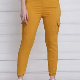 DIMPY GARMENTS Women Relaxed High-Rise Wrinkle Free Joggers Trousers-image-37