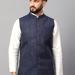 Latest Chikan Garments Striped Woven Nehru Jacket-23