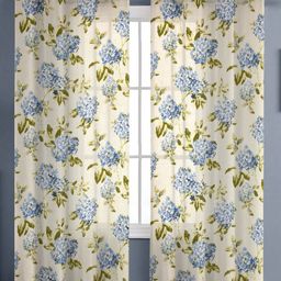 THE LINEN COMPANY Beige & Blue Set of 2 Floral Sheer Door Curtain-image-29