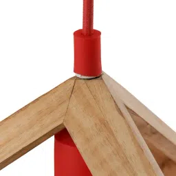 Homesake Beige Hanging Cube Lamp with Red Silicone Socket Holder - Set of 1 (Bulb not included) image 4