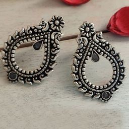VAMA Silver-Plated Oxidised Contemporary Studs-56