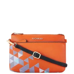 Sugarush Arizona Orange & White Printed Medium Sling Handbag-17