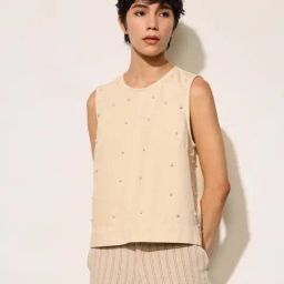 Only Off White Cotton Regular Fit Embellished Top-picture-46