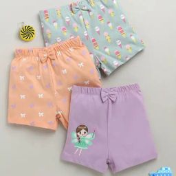 Bumzee Peach Cotton Graphic Shorts - Pack of 3-image-101