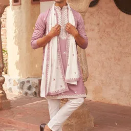 Jompers Men Embroidered Regular Chikankari Kurta with Pyjamas & With Dupatta-picture-13