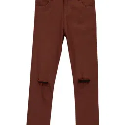 Cherry Crumble By Nitt Hyman Kids Brown Cotton Distressed Trousers-image-15