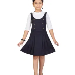 Aarika Kids White & Navy Solid Dress-image-20