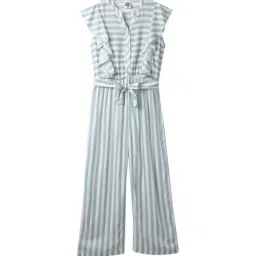 Cub McPaws Kids Green & White Striped Girls Jumpsuits-image-94