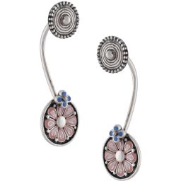 Tribe Amrapali Pink Coin Chandrika Floating Ear Jacket Earrings-image-8