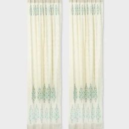 Fabindia Kathit Beige & Green 9 ft. Long Door Curtain - Single Piece-11