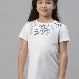 Mode By Red Tape Kids White Cotton Embroidered T-Shirt-image-88
