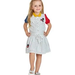 Peppermint Kids White Chequered Dress-image-51