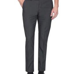 Arrow Dark Grey Regular Fit Self Pattern Trousers-picture-14