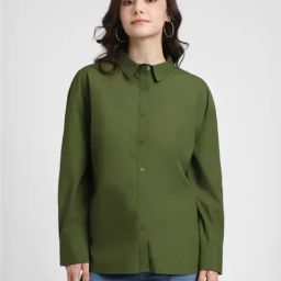 Forever 21 Green Cotton Regular Fit Shirt-picture-6