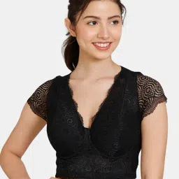 Zivame Black Lace Half Coverage Under-Wired Bralette-image-25