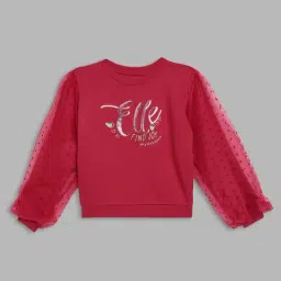 Elle Kids Red Embellished Full Sleeves Sweatshirt-picture-4
