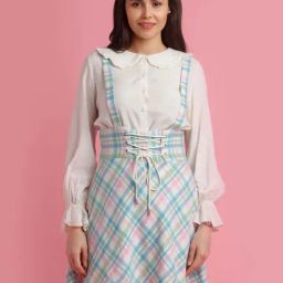 zink Z Off-White Cotton Chequered Co-ord Set-image-80