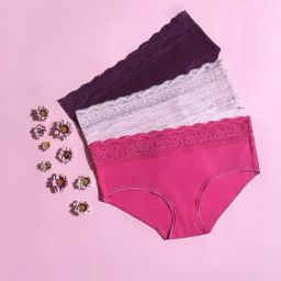Vero Moda Intimates Multicolor Cotton Lace Hipster Panty - Pack Of 3-image-37