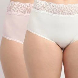 Gracit Pink & Off-White Cotton Lace Work Panties - Pack Of 2-image-15