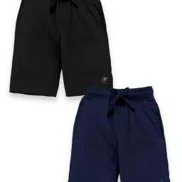Kiddopanti Kids Black & Navy Solid Shorts (Pack Of 2)-image-99