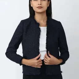 Van Heusen Navy Self Pattern Jacket-image-34