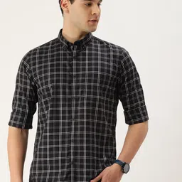 Peter England Men Slim Fit Tartan Checked Cotton Casual Shirt-picture-29