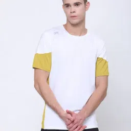 Dida White Polyster Regular Fit Colorblock T-Shirt-image-101