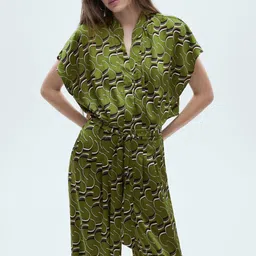 MANGO Geometric Printed Extended Sleeve Basic Jumpsuit image 2