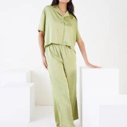 Sweet Dreams Olive SatinShirt With Pyjamas-image-31