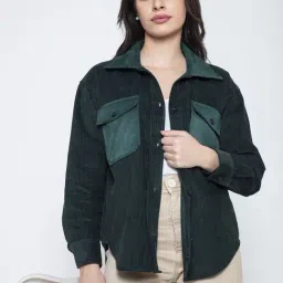 Lounge Dreams Green Relaxed Fit Corduroycasual shirts-picture-12