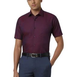Van Heusen Purple Cotton Regular Fit Geometric Shirt-image-97
