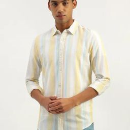 United Colors of Benetton White Cotton Stripes Shirt-image-72