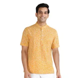 Fabindia Mustard Relaxed Fit Printed Shirt-picture-45