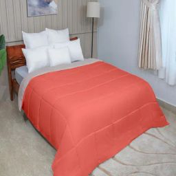 Modern Threads Microfiber Coral & Cream Twin Size Quilted Reversible Comforter image 5
