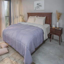 Modern Threads Microfiber Mauve & Grey Queen Size Quilted Reversible Comforter image 2