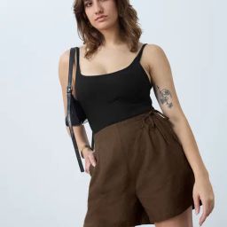 The Souled Store Brown Cotton Solid Shorts-picture-35