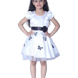 Shahina Fashion Girls White Polyester Belted Fit & Fare Party Wear Dress-image-35