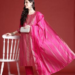 Anouk Tyohaar Collection Printed Panelled Kurta with Palazzos & Dupatta-29