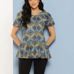 Aarika Green Nylon Printed Short Sleeves Swimsuit-image-54