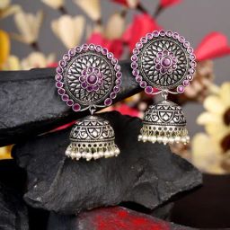 Saraf RS Jewellery Silver Plated Contemporary Jhumka Earrings-27
