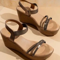 Inc.5 Women's Pewter Ankle Strap Wedges-image-56