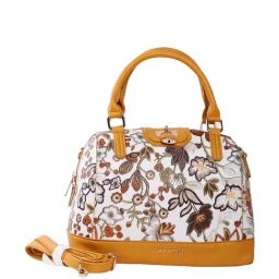 Caprese Wren Ochre Faux Leather Floral Handbag-image-7
