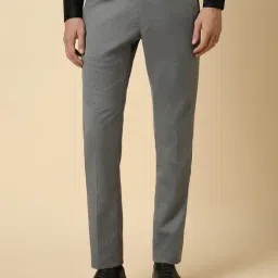Men Grey Slim Fit Textured Formal Trousers-image-88