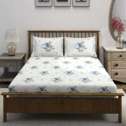 Swayam Ananda Beige Cotton 210 TC 120 GSM Double Size Bedsheet With 2 Pillow Covers-picture-10