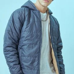 Bewakoof Blue Relaxed Fit Solid Oversized Puffer Jacket-picture-22