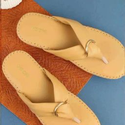 Mochi Women's Beige Thong Wedges-image-79