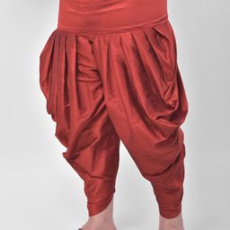 DEYANN PLUS Men Taupe & Maroon Printed Kurta with Dhoti Pants image 3