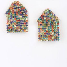 StyleCast Gold-Plated Rhinestone Studded Contemporary Shaped Drop Earrings-image-53