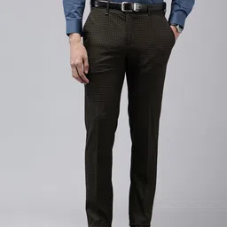 Van Heusen Men Checked Slim Fit Formal Trousers-image-74